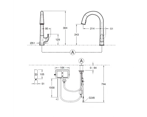 Смеситель Jacob Delafon SENSATE E72218-B7-CP для кухни, сенсорный, хром