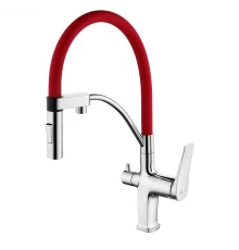 Смеситель Lemark Comfort для кухонной мойки, с подключением к фильтру, красный, LM3074C-Red