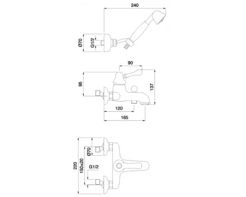 Смеситель Migliore Maya 18913 для ванны/душа - бронза