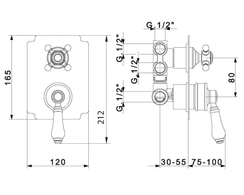 Смеситель Migliore Ermitage 18633 скрытого монтажа с дивертором 4-х позиционный, золото