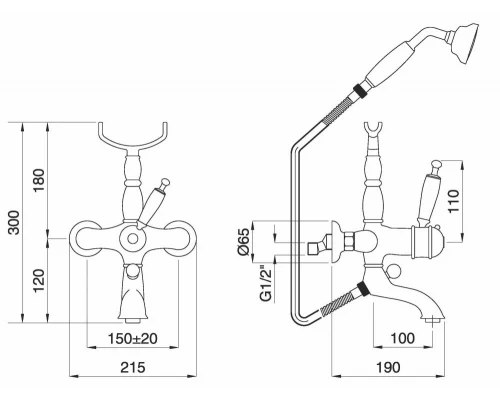 Смеситель Migliore Oxford 19166 с термостатом для ванны и душа, золото