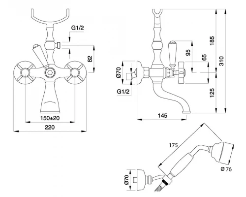Смеситель Migliore Princeton 19356 для ванны/душа - хром