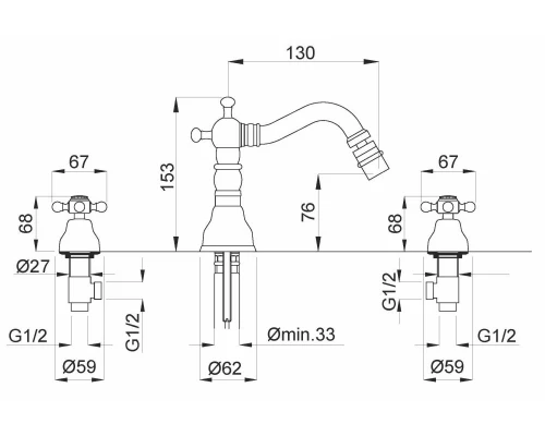 Смеситель Migliore Revival 19487 для биде - бронза