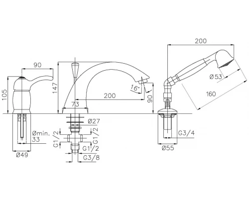 Смеситель Migliore Lem Swarovski 18882 для ванны/душа - хром