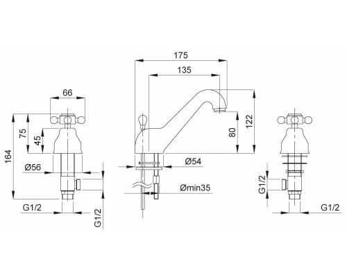 Смеситель Migliore Lady 18854 для раковины - золото, на 3 отверстия