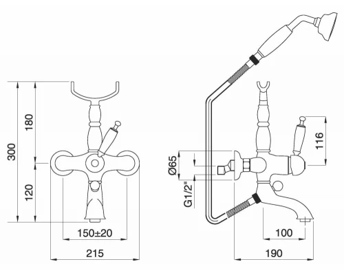 Смеситель Migliore Oxford 19124 для ванны/душа - хром