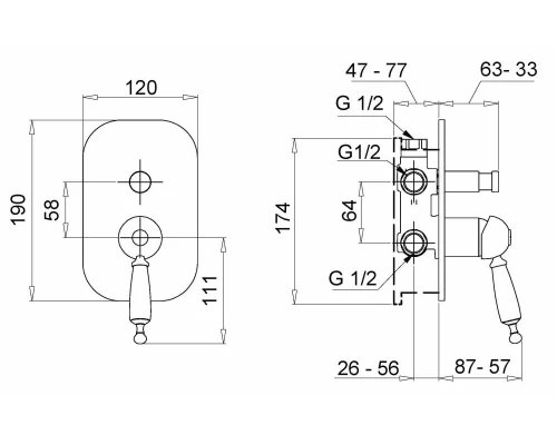 Смеситель Migliore Oxford 19179 для душа с девиатором - золото