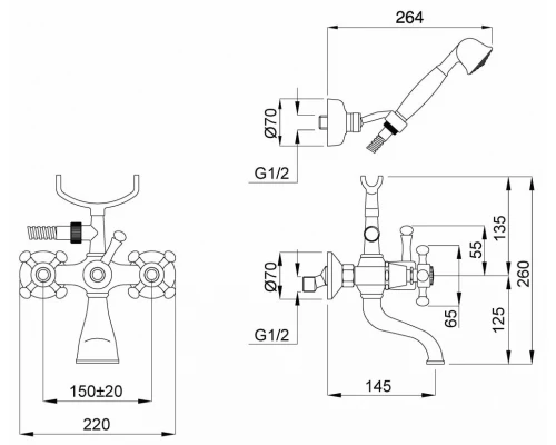 Смеситель Migliore Lady 18810 для ванны/душа - бронза
