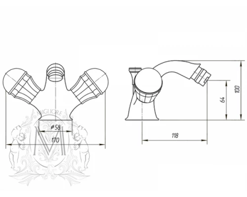 Смеситель Migliore Korona 27324 для биде - золото
