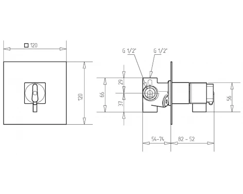 Смеситель Migliore Kvant 25403 термостатический, скрытого монтажа, для душа, хром