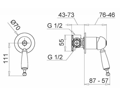 Смеситель Migliore Oxford 19137 для душа скрытого монтажа - хром
