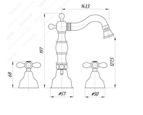 Смеситель Migliore Princeton Plus ML.PRP-8025.BR для биде - бронза, на 3 отверстия