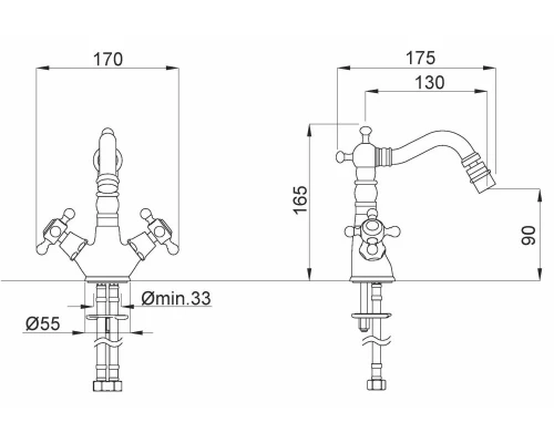 Смеситель Migliore Revival 19486 для биде - бронза