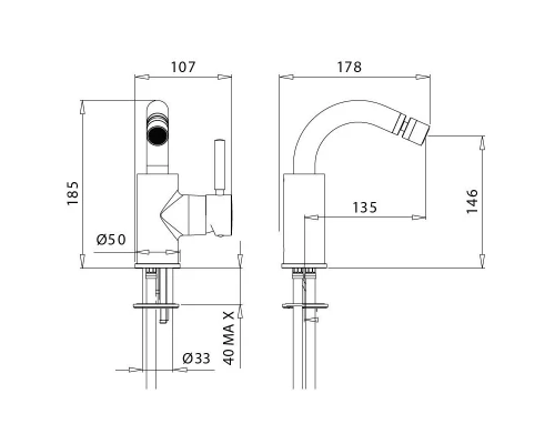 Смеситель Migliore Fortis Black для биде с донным клапаном, черный матовый, 30459