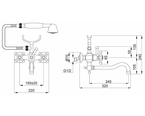 Смеситель Migliore Lady 18809 для ванны/душа - бронза