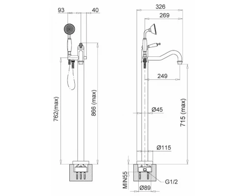 Смеситель Migliore Oxford 19560 для ванны/душа - хром