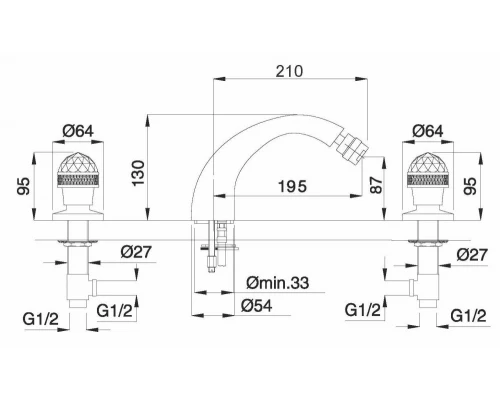 Смеситель Migliore Axo Swarovski 18475 для биде - бронза, на 3 отверстия