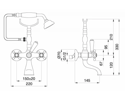 Смеситель Migliore Revival 19511 для ванны/душа - золото