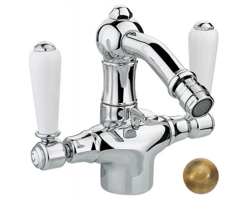 Смеситель Nicolazzi P.M. Blanc 1434BZ78 для биде, ручка белая керамика, гальваническая бронза