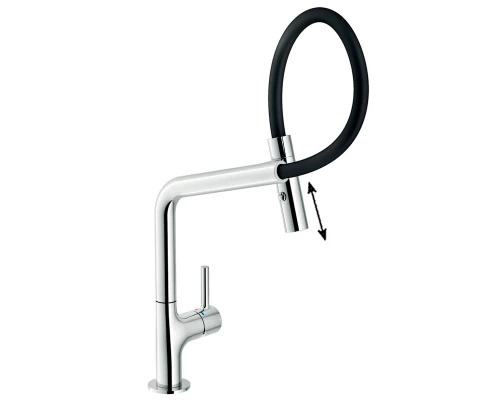 Смеситель для кухни Nobili Lamp, с выдвижным изливом, цвет хром/черный, MP119400CR