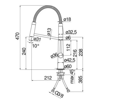 Смеситель для кухни Nobili Levante, с выдвижным изливом, цвет хром, MV123300CR