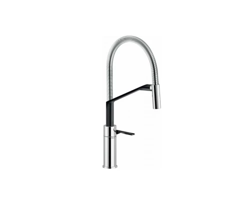 Смеситель для кухни Nobili Heron, с выдвижным изливом, цвет хром/черный, HR125300CB