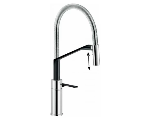 Смеситель для кухни Nobili Heron, с выдвижным изливом, цвет хром/черный, HR125300CB