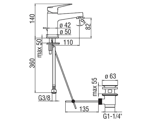 Смеситель для раковины Nobili Blues, с донным клапаном, цвет хром, BS101118/1CR