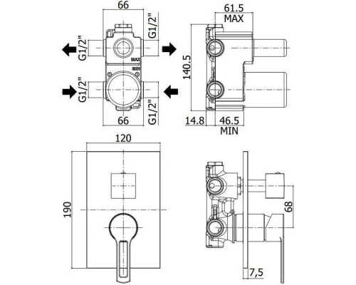 Смеситель Paffoni Ringo RIN018NO/M для душа, черный
