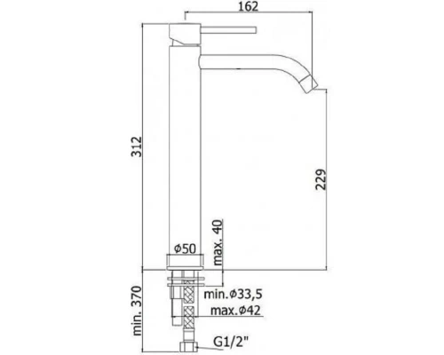 Смеситель Paffoni Light для раковины, высокий, без донного клапана, цвет стальной, LIG081ST