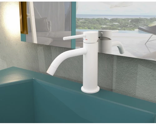 Смеситель Paffoni Light LIG071BO для раковины, без донного клапана, белый матовый