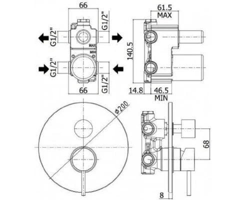 Смеситель Paffoni Light LIG018BO для душа, с внутренней частью, белый матовый