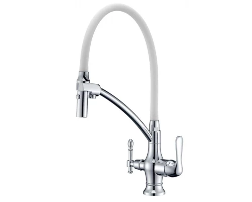 Смеситель Zorg Clean Water ZR 347-8 YF для кухни под фильтр, хром/белый