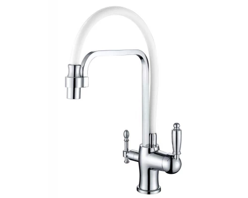 Смеситель Zorg Clean Water ZR 342-8 YF для кухни под фильтр, хром/белый