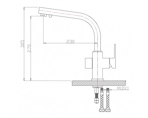 Смеситель Zorg Clean Water ZR 311 YF- КВАРЦ для кухни под фильтр