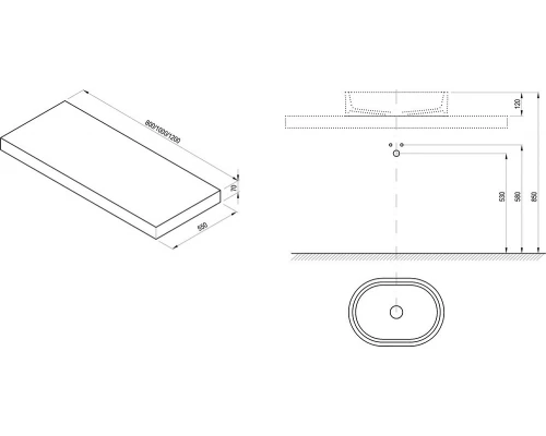 Столешница под раковину Ravak I, 100 см, дуб, X000000843