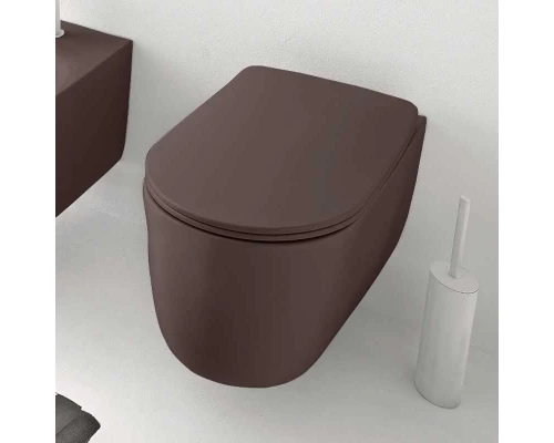 Подвесной унитаз Kerasan Nolita, безободковый 55 х 35 см, с креплениями WB9N, цвет Borgogna matt, 531475