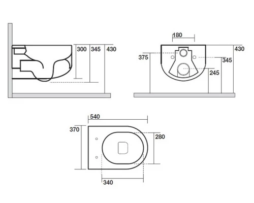 Подвесной безободковый унитаз Kerasan Flow 54 см, белый, 311101