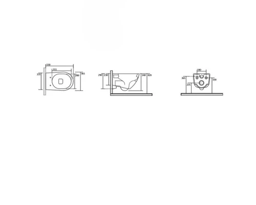 Подвесной безободковый унитаз Kerasan Aquatech 55 см, белый, 371401