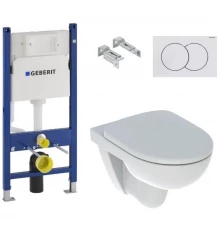 Инсталляция Geberit с безободковым унитазом Geberit Selnova Rimfree, 500.153.07.1, сиденье микролифт, комплект Идеальная пара