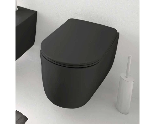 Подвесной унитаз Kerasan Nolita 531431 безободковый 55 х 35 см, с креплениями WB9N, цвет черный матовый