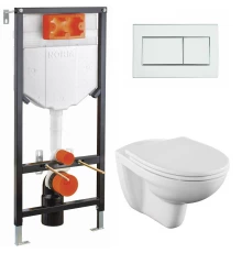 Инсталляция с унитазом Vitra Normus L-box, с быстросъёмным сиденьем с микролифтом, клавиша хром глянцевый, 9773B003-7206