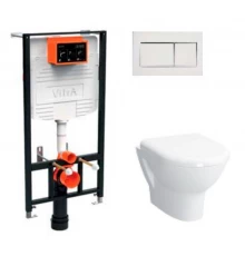 Инсталляция с унитазом Vitra Zentrum L-box, с быстросъёмным сиденьем с микролифтом, клавиша хром глянцевый, 9012B003-7206