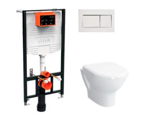 Инсталляция с унитазом Vitra Zentrum L-box, с быстросъёмным сиденьем с микролифтом, клавиша хром глянцевый, 9012B003-7206