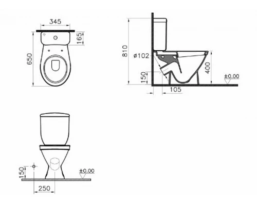 Напольный унитаз Vitra Norm Blanc Duroplast 9837B099-7202, крышка микролифт