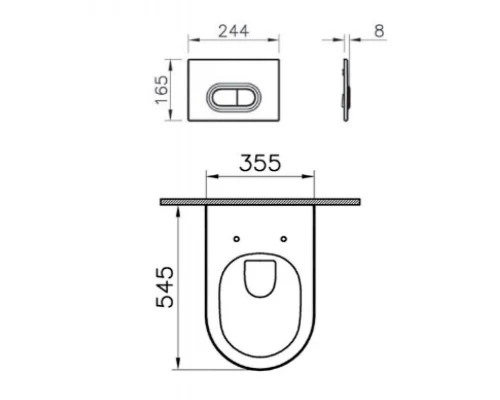 Инсталляция с унитазом Vitra Integra Round L-box, с толстым быстросъёмным сиденьем с микролифтом, клавиша хром матовый, 9004B003-7202