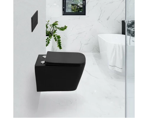 Подвесной унитаз BelBagno Ardente-C безободковый, цвет черный матовый, BB3202CHR-MB