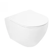 Подвесной безободковый унитаз Cezares Stylus, сиденье SoftClose, белый, CZR-513-TH-R/CZR-2316-SC