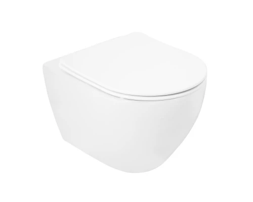 Подвесной безободковый унитаз Cezares Stylus, сиденье SoftClose, белый, CZR-513-TH-R/CZR-2316-SC