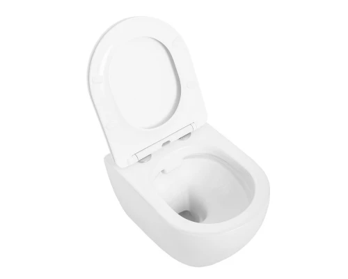 Подвесной безободковый унитаз Cezares Stylus, сиденье SoftClose, белый, CZR-513-TH-R/CZR-2316-SC